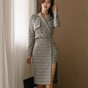 Plaid Long Sleeve Dress