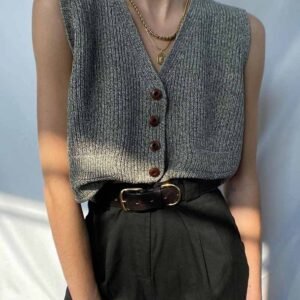 Vintage mixed grey knit vest