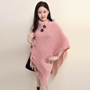 Women's Casual Plush Design Sweater Shawl Cape