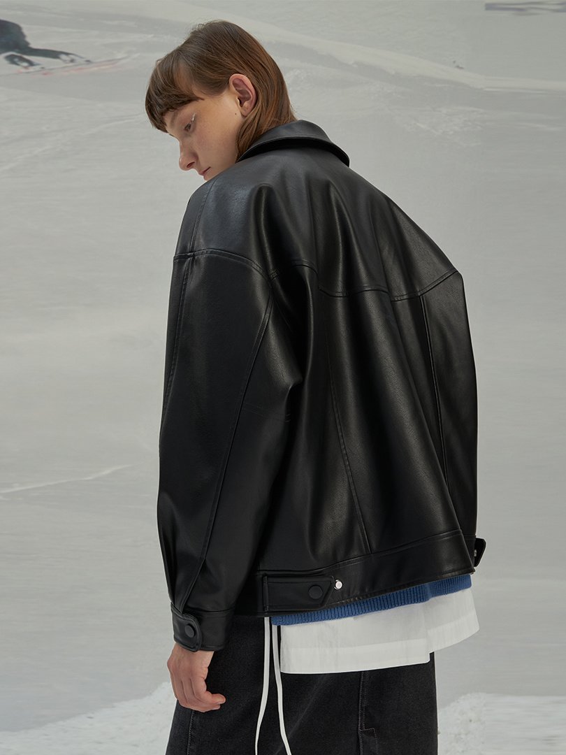 Leather biker jacket - Image 2