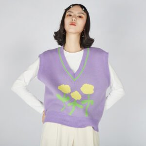 Flower knit vest