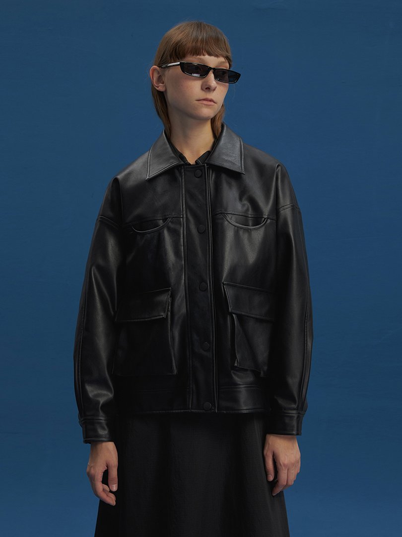 Leather biker jacket