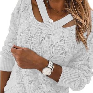 Women's Knit Sweater V-neck Strapless Sweater