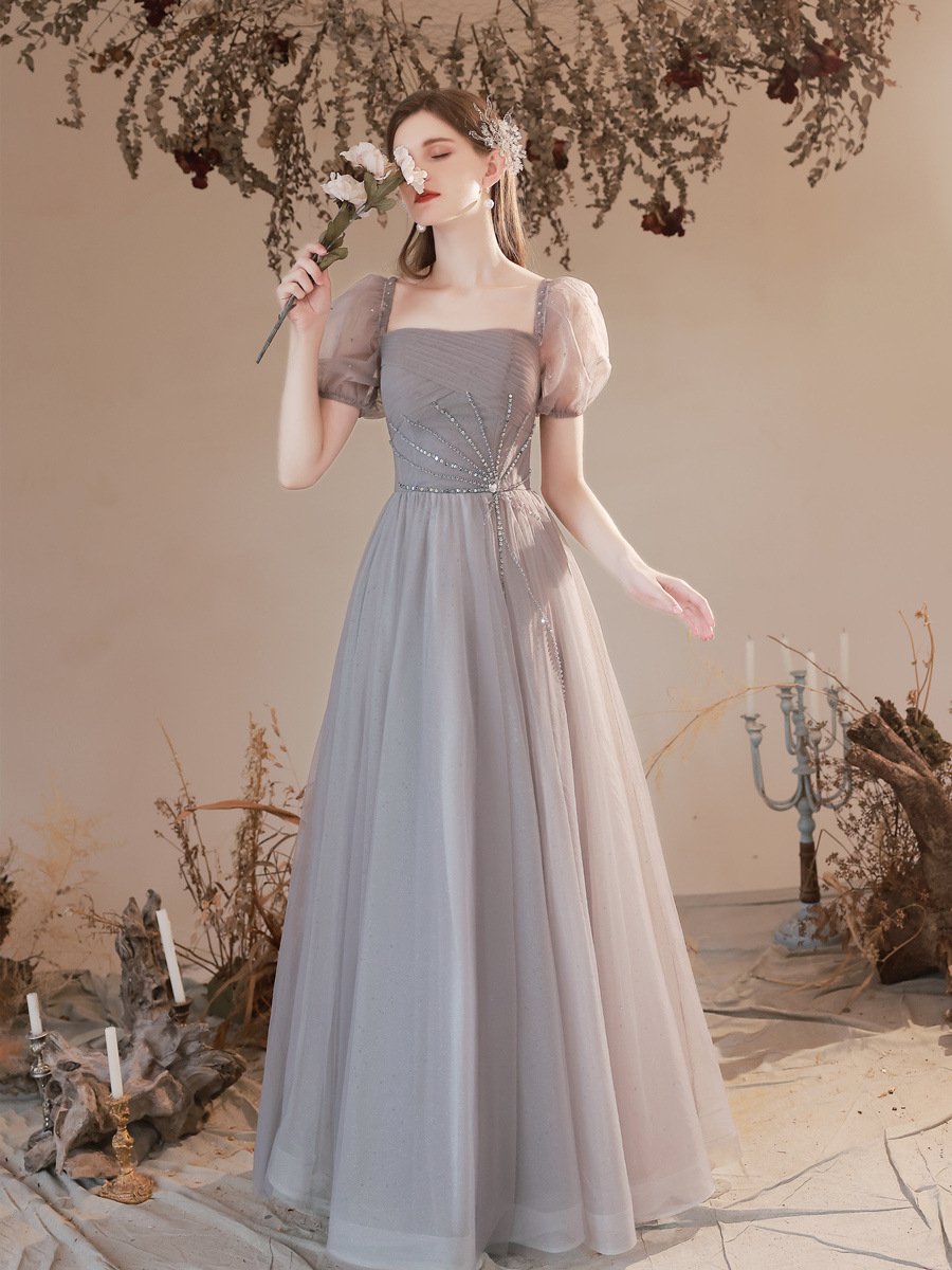 Bubble Sleeve Long Dress Fairy Dress - Image 3