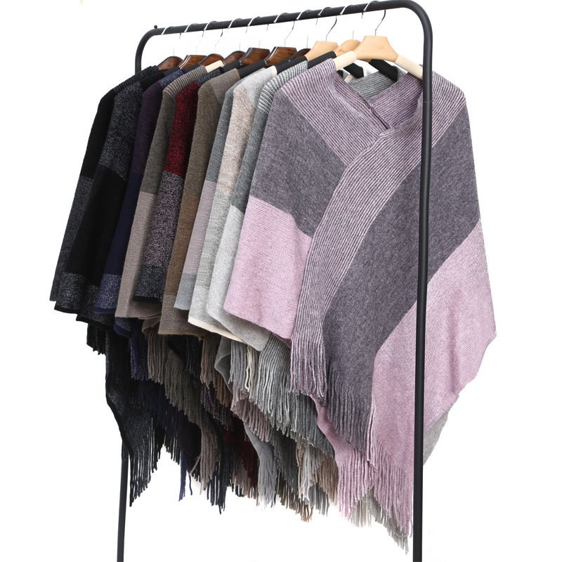 Knitted Shawl Cape Warm Tassel Cloak - Image 2